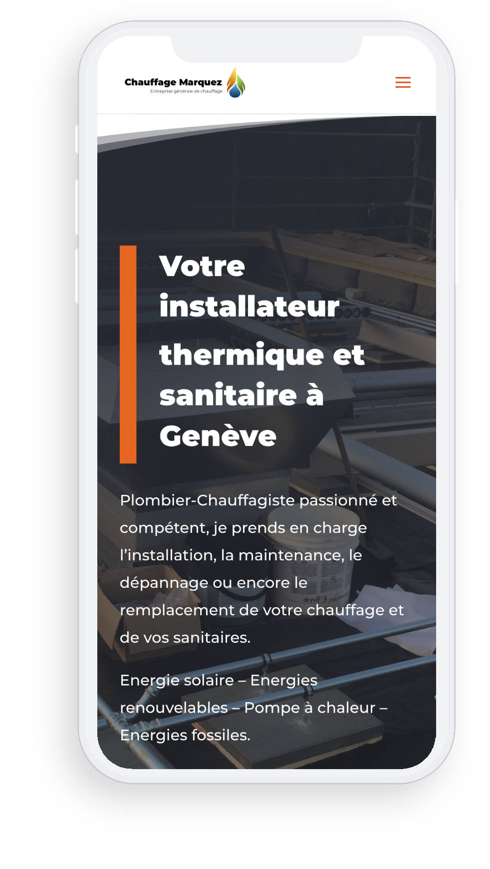 Chauffage Marquez — page d'accueil sur mobile