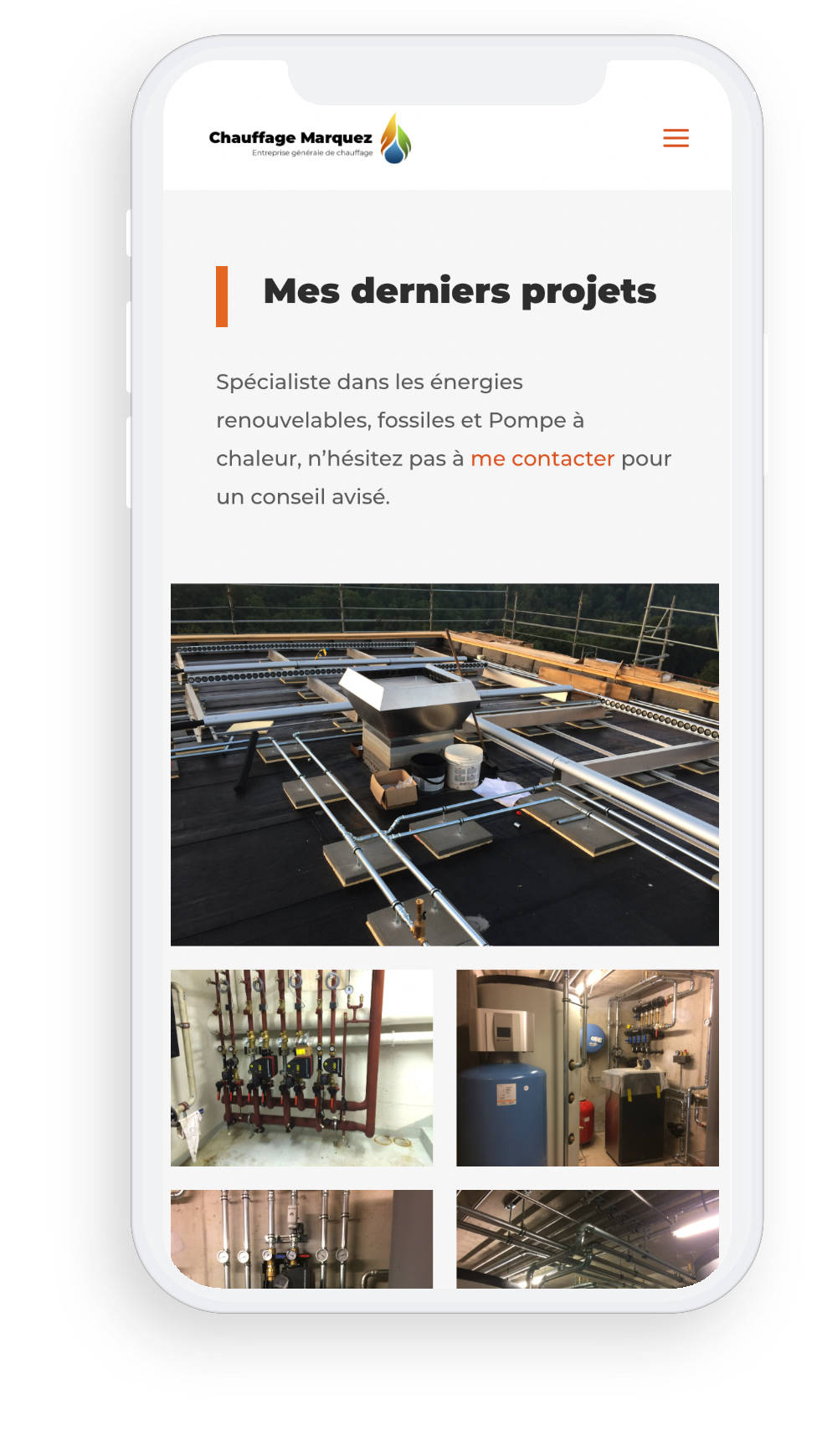 Chauffage Marquez — réalisations sur mobile