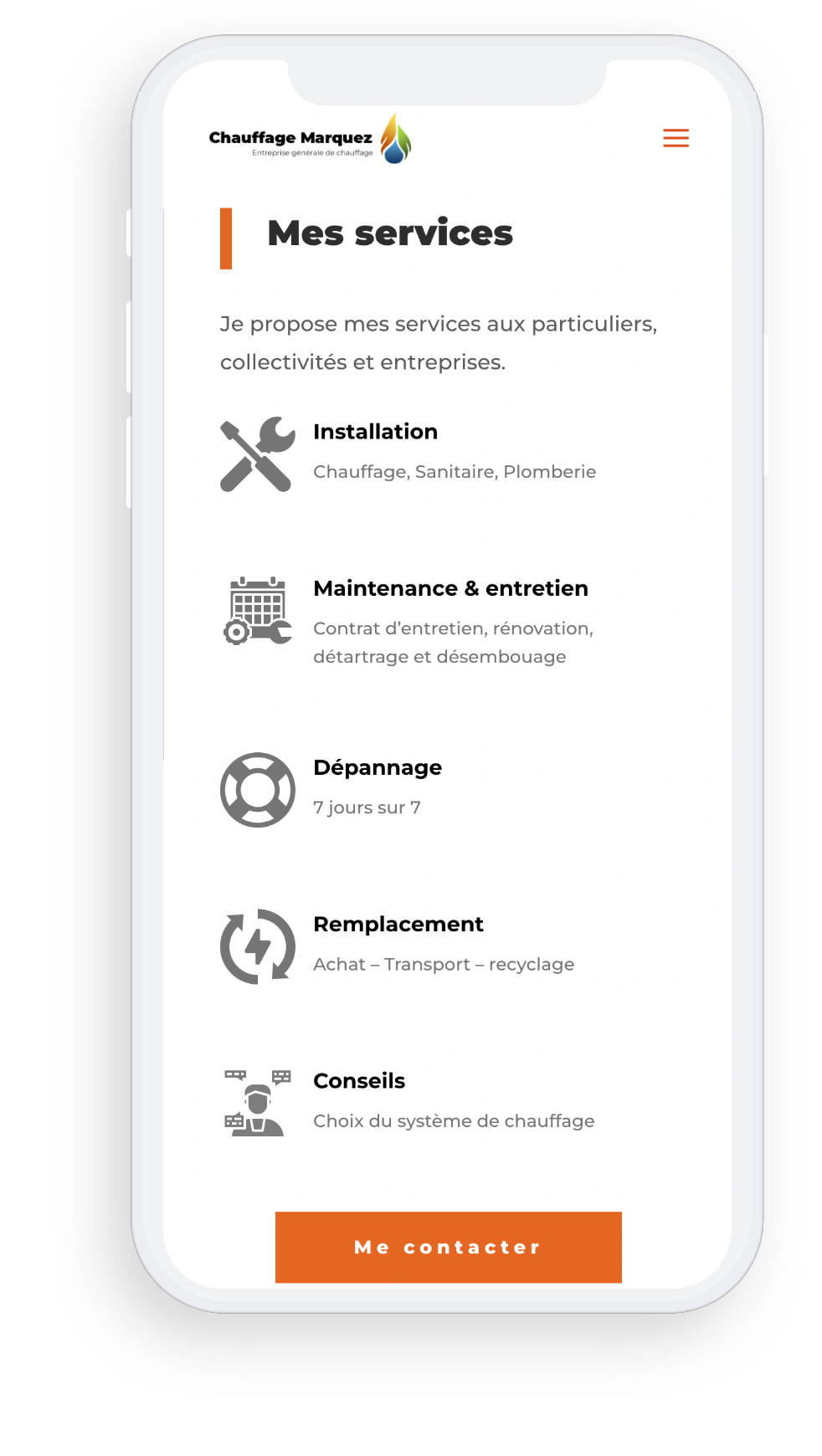 Chauffage Marquez — services sur mobile
