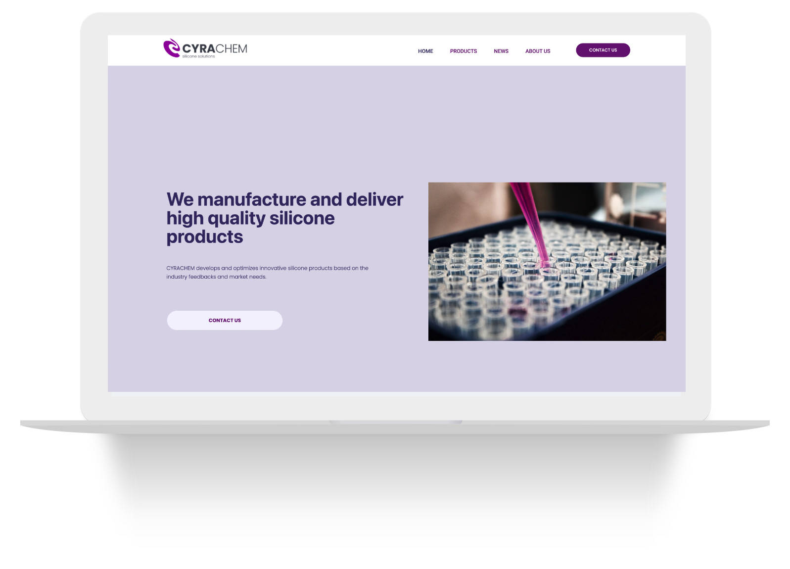 Cyrachem — page d'accueil du site sur ordinateur