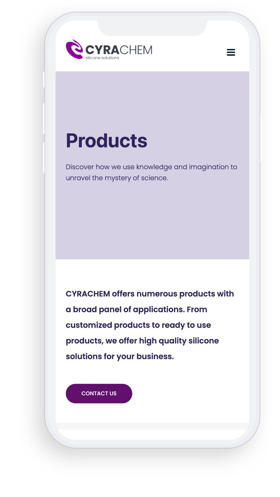 Cyrachem — page produits sur mobile