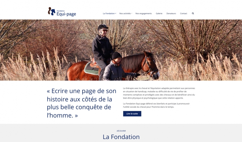 Fondation Equi-page — page d'accueil du site