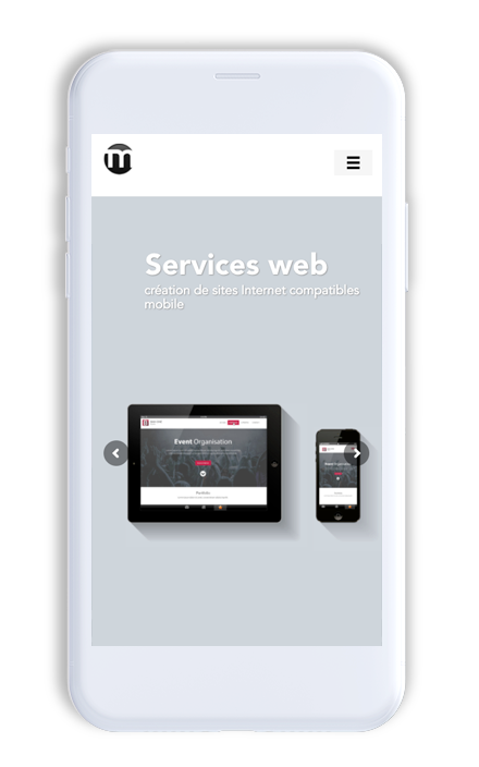 Site internet TM design affiché sur smartphone