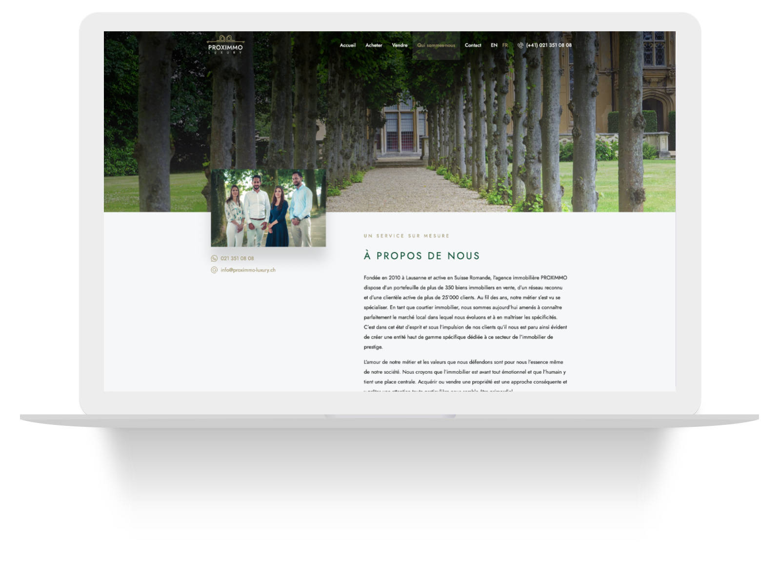Proximmo Luxury — page « Qui sommes-nous »