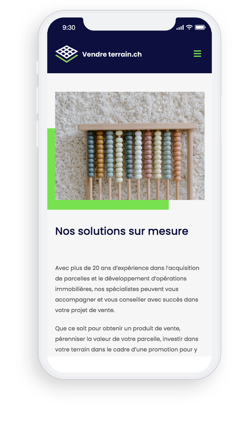 Vendreterrain — solutions sur mesure sur mobile